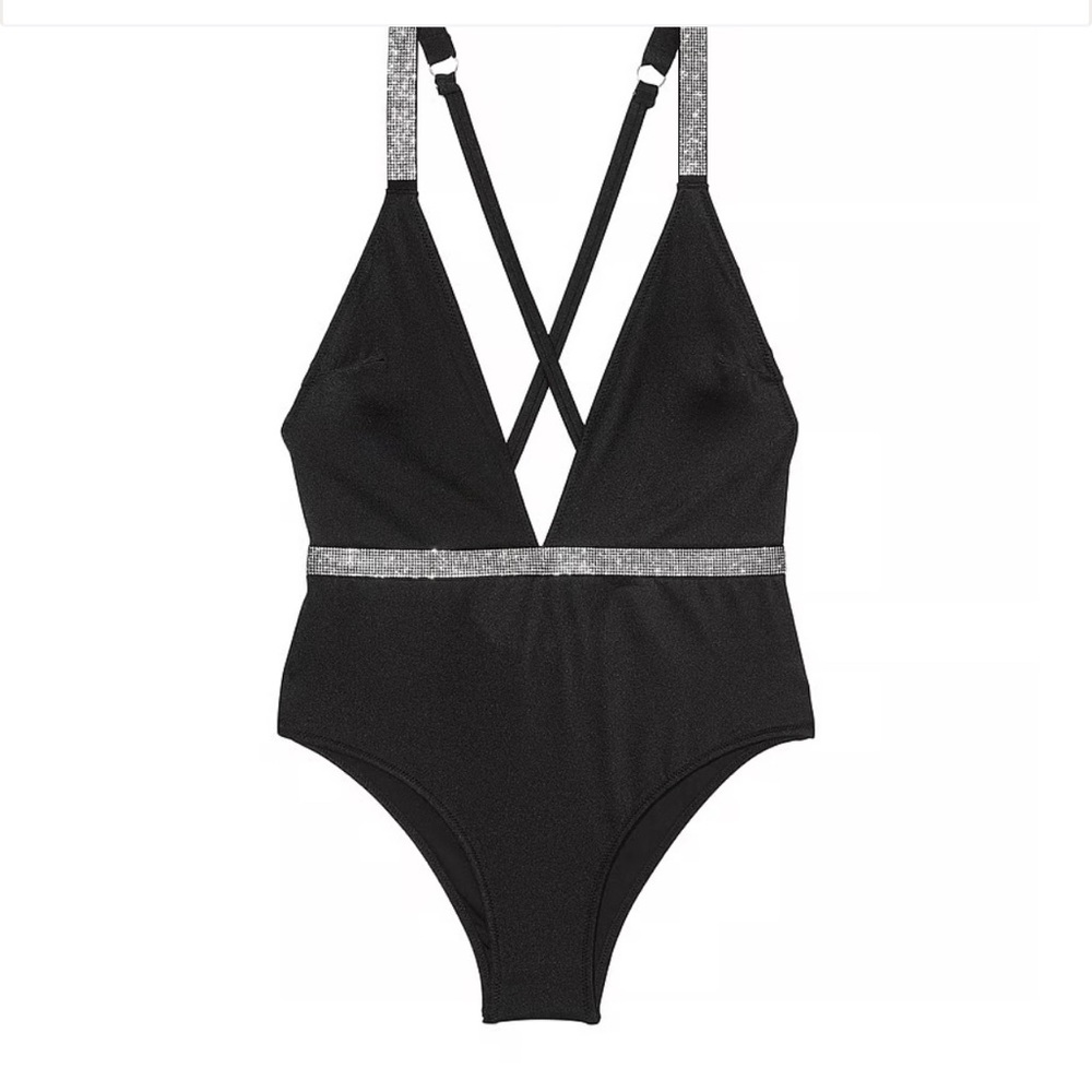 Victorias Secret One-Piece Swimsuit Shine Plunge Black women XL